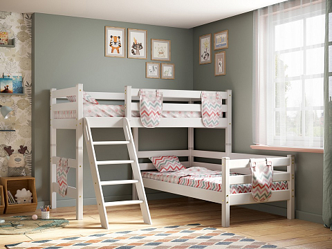 Кровать детская классическая с горизонтальными бортиками из массива бука
